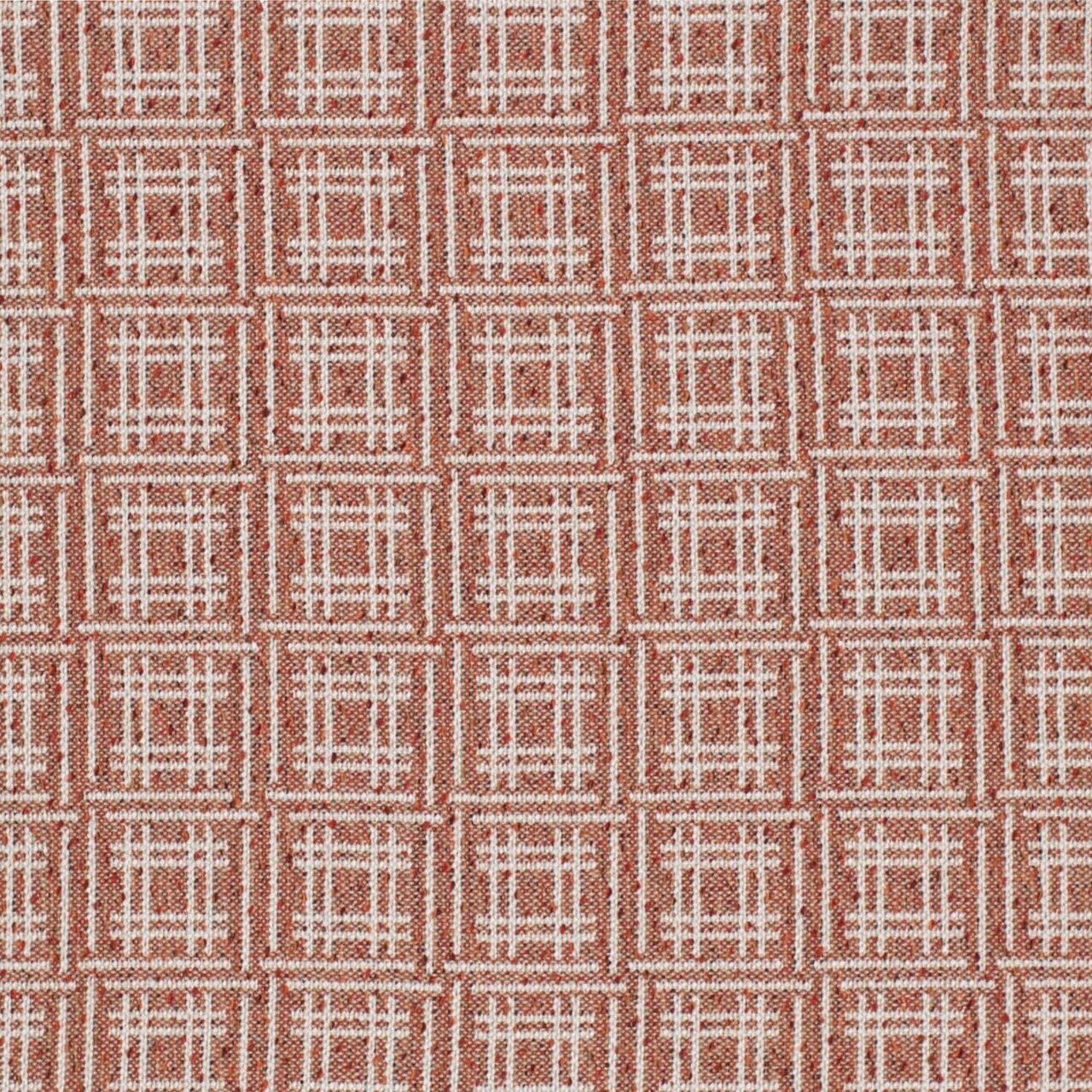 Brown Orange Rust Performance Grade Abstract Geometric Woven Pattern Upholstery Fabric by The Yard - SKU: Carol Bonfire
